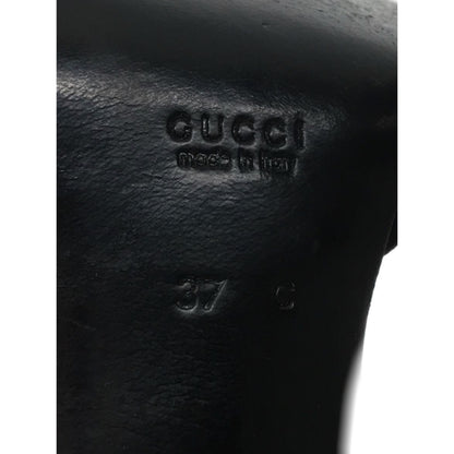 Gucci Suede Point Toe Metal Logo Strappy Heels Sz37