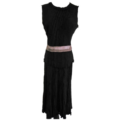 Prada Raw Edge Vertical Ruffle Pleat Midi Skirt Top Set