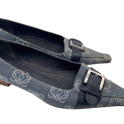 Loewe Buckle Monogram Square Toe Flats