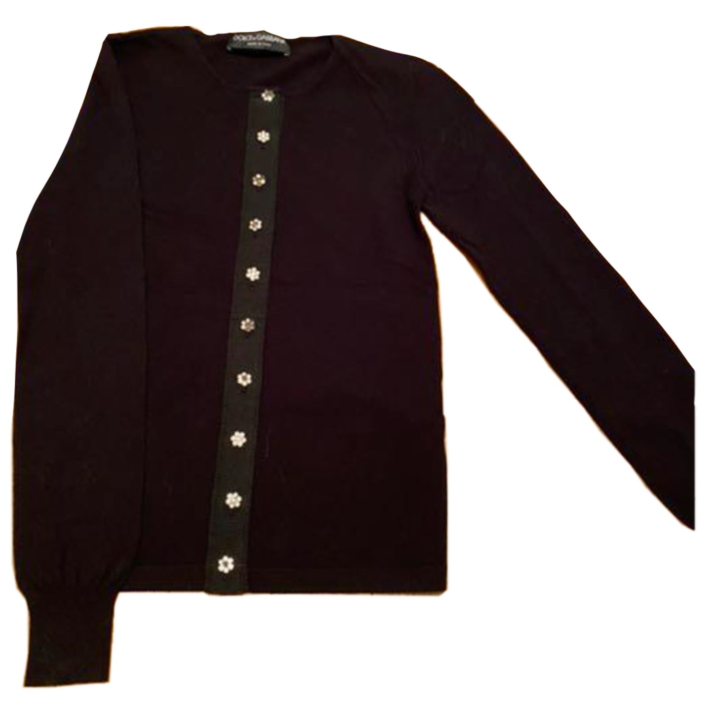 Dolce & Gabbana Floral Rhinestone Button LS Cardigan
