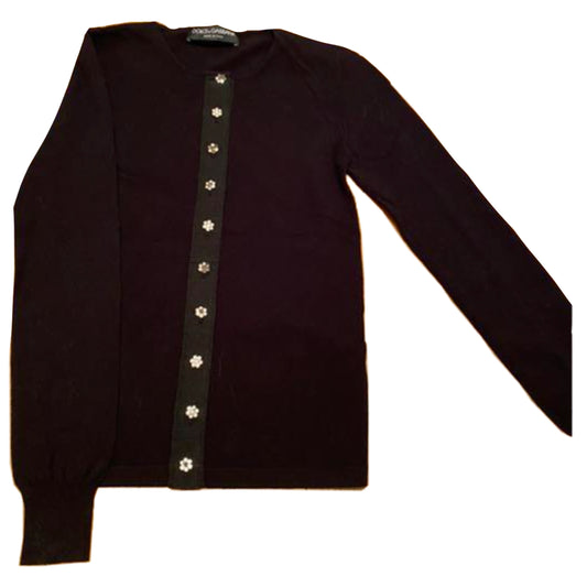 Dolce & Gabbana Floral Rhinestone Button LS Cardigan
