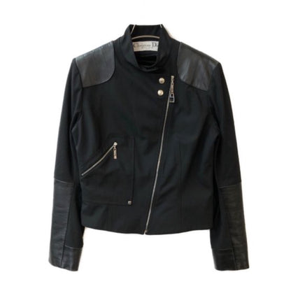 Christian Dior Leather Shoulder Elbow Patch Motor Jacket