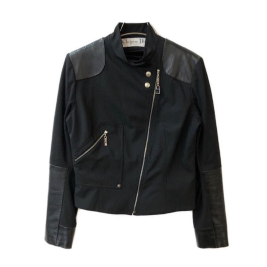 Christian Dior Leather Shoulder Elbow Patch Motor Jacket