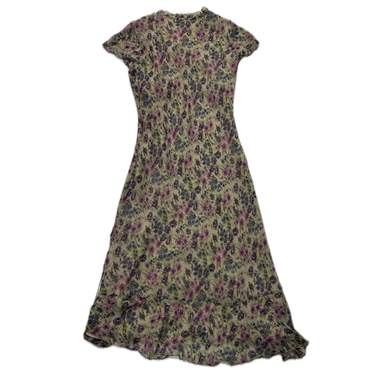 Laura Ashley Floral Cap SS V Neck Midi Dress