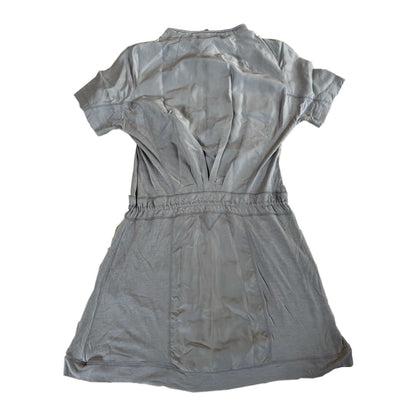 Celine Silk SS Half Zip Pockets Mini Dress