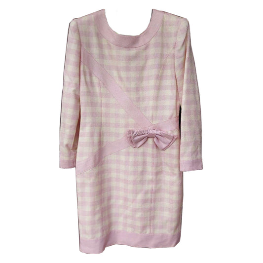 Courreges Checkered LS Bow Midi Dress