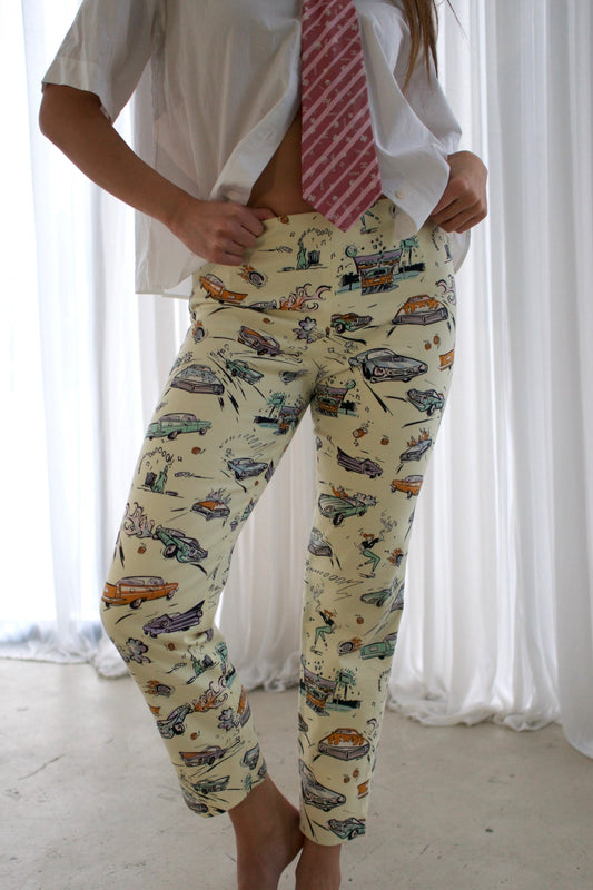 Prada Car Cartoon Graphic Capri Pants