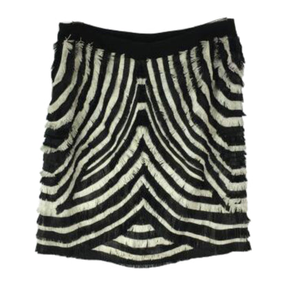 Gucci Zebra Leather Fringe Mini Skirt