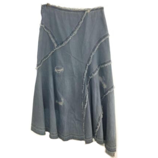 Blumarine Denim Fray Assymetrical Skirt