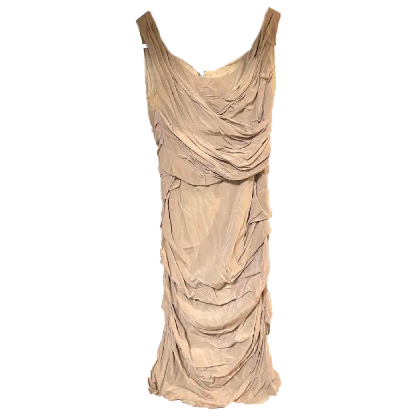 Dolce & Gabbana Silk Ruched Pleated Wrap Sless Bodycon Dress
