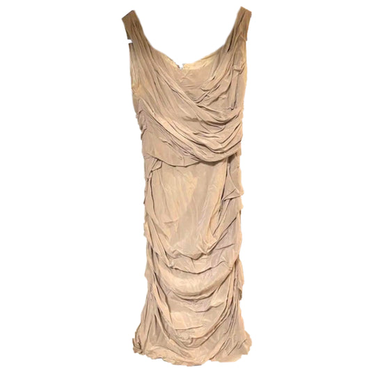 Dolce & Gabbana Silk Ruched Pleated Wrap Sless Bodycon Dress