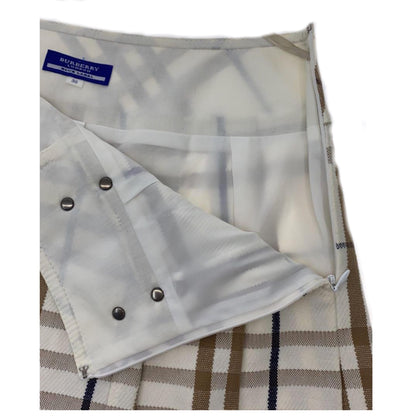 Burberry London Blue Label Checkered Leather Buckle Skirt