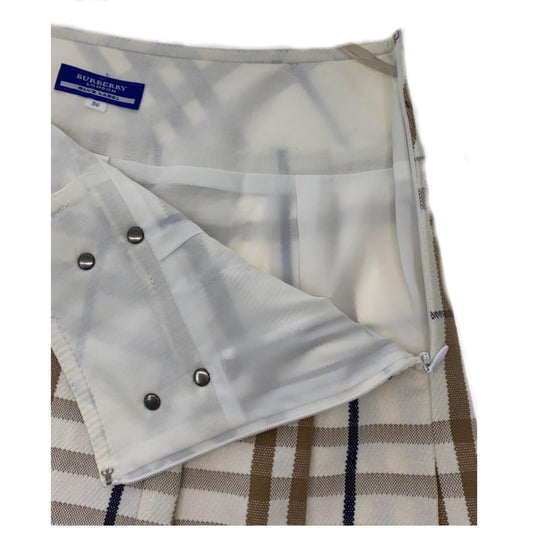Burberry London Blue Label Checkered Leather Buckle Skirt