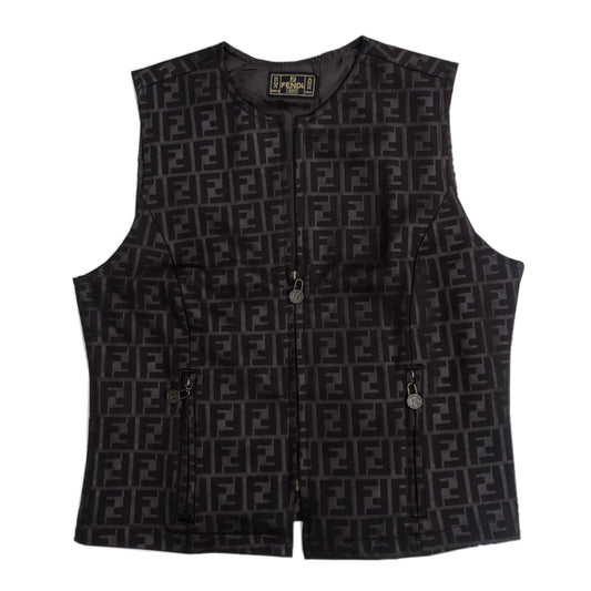 Fendi Zucca Print Brown Zip Vest
