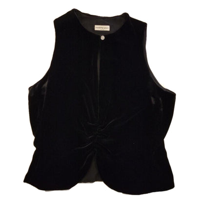 Emporio Armani Velvet Keyhole Rhinestone Button Tank w Bow