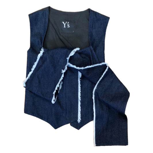 Y's Yohji Yamamoto Denim Scoop Neck Sless Drape Vest