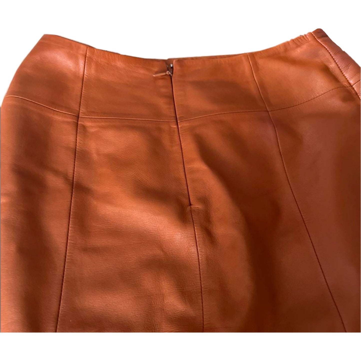 Loewe Orange A Line Leather Skirt