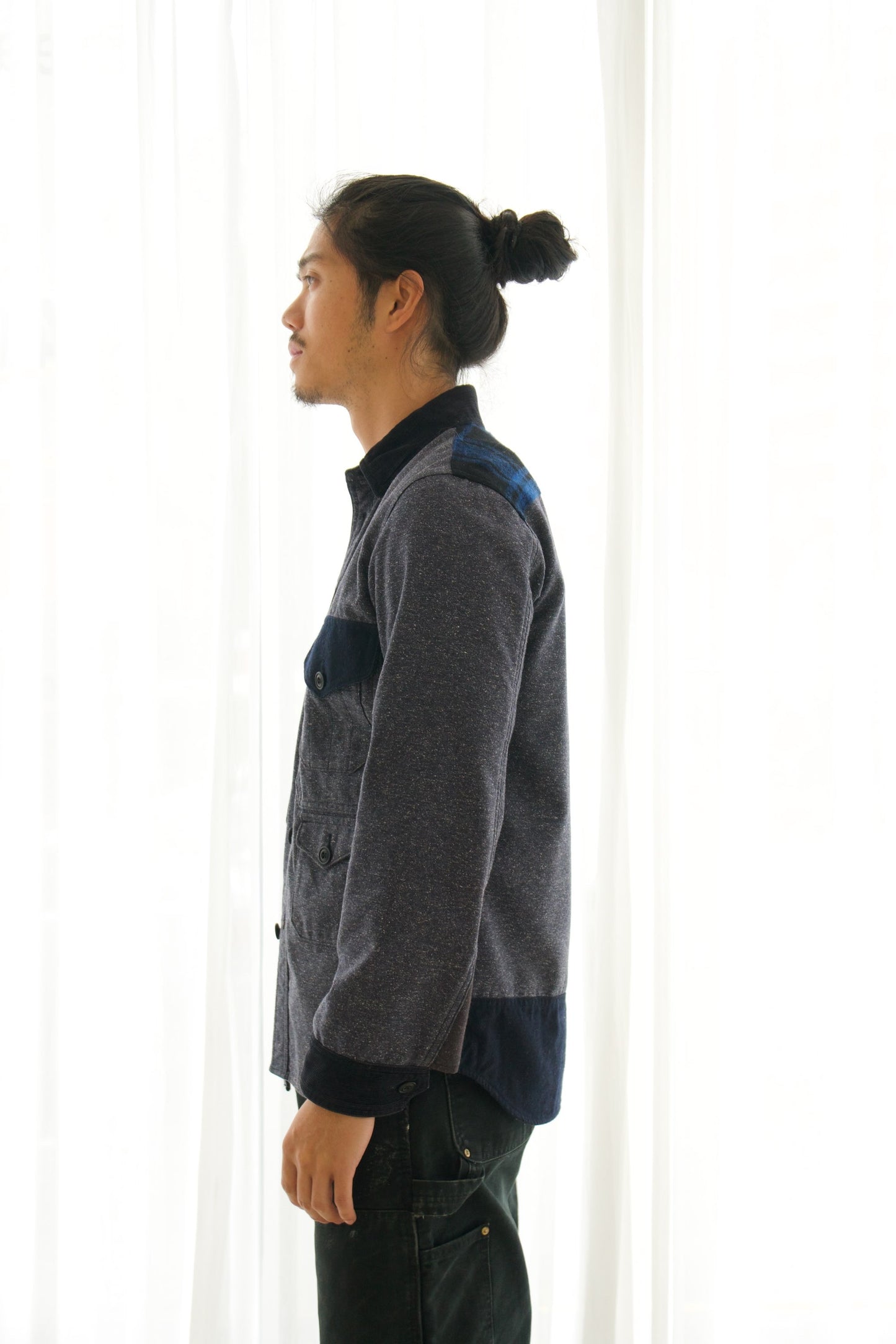 Comme Des Garcons HOMME AD2014 Navy Wool Patch Trucker Shacket