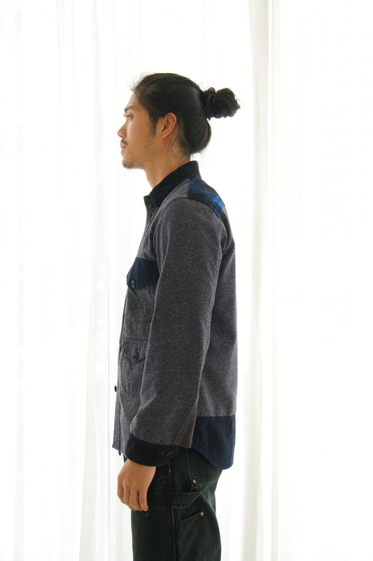 Comme Des Garcons HOMME AD2014 Navy Wool Patch Trucker Shacket