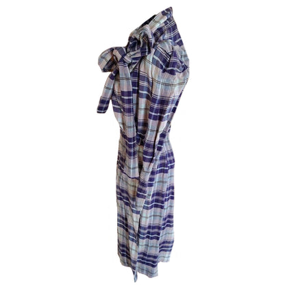 Vivienne Westwood Red Label Plaid Checkered Puff LS Tie Neck Coat