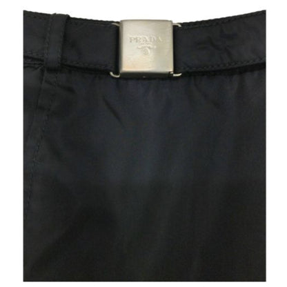 Prada Logo Buckle Belt Nylon A Line Skirt