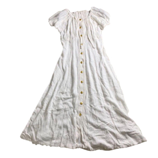 Moschino Linen Blend Cap Sleeve Button Down SS Midi Dress