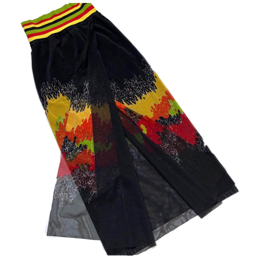 Jean Paul Gaultier Femme Mesh Graphic Wave Wrap Skirt