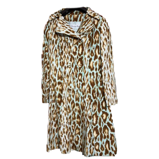 Christian Dior Leopard Silk LS Double Breasted Coat