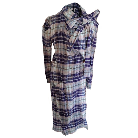 Vivienne Westwood Red Label Plaid Checkered Puff LS Tie Neck Coat