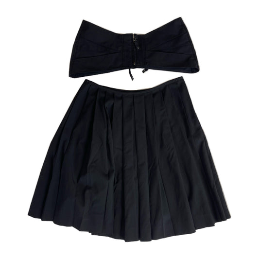 Jean Paul Gaultier Femme Pleated Skirt w Matching Lace Up Corset