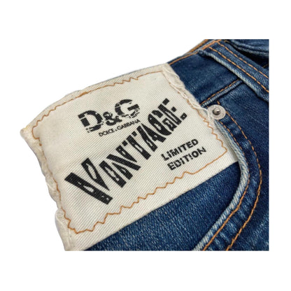 Dolce & Gabbana Sequin Logo Denim Mini Skirt