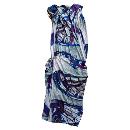 Emilio Pucci Print Gold Brooch Bodycon Midi Dress