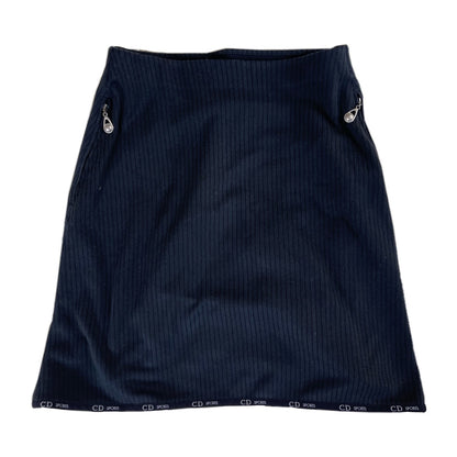 Christian Dior Sports Logo Trim Ribbed A Line Skirt Zip Double Pockets