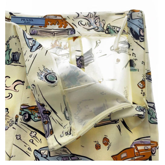 Prada Car Cartoon Graphic Capri Pants