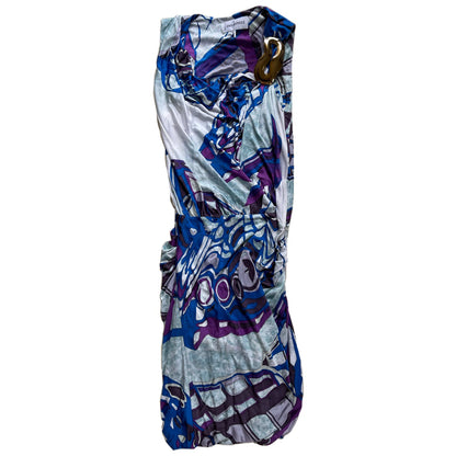 Emilio Pucci Print Gold Brooch Bodycon Midi Dress