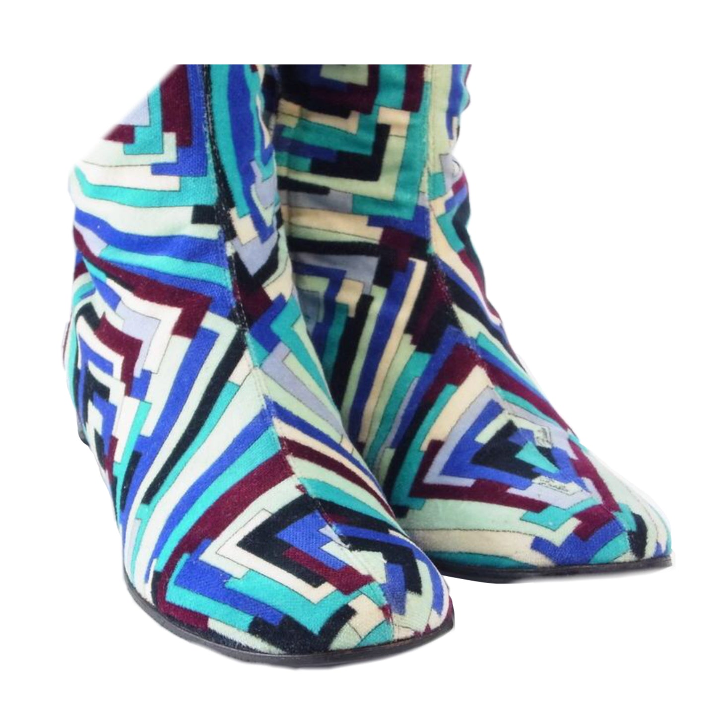 Emilio Pucci Velvet Pattern Knee High Boots