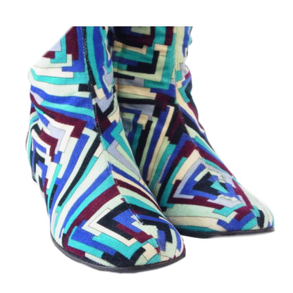 Emilio Pucci Velvet Pattern Knee High Boots