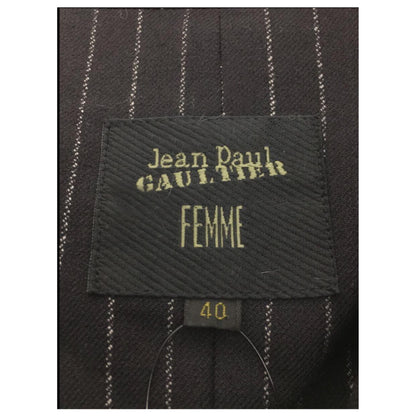 Jean Paul Gaultier Pinstripe Ls BlazerJumpsuit W Inner Leg Splits
