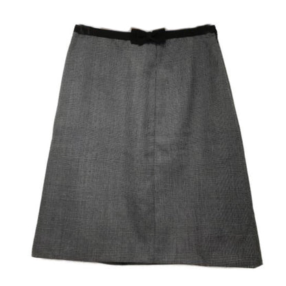 Prada Checkered Midi Pencil Skirt w Ribbon Belt