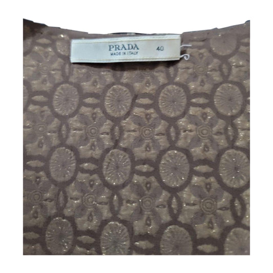 Prada Floral Tile Metallic Sweetheart Sless Midi Dress