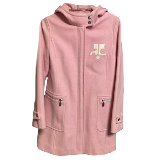 Courreges Felt Hooded Coat w Zip Pockets