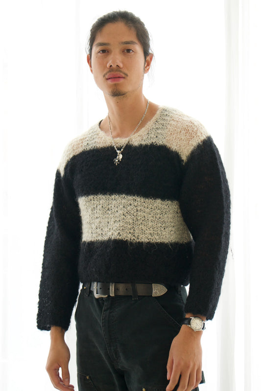Tricot Comme Des Garcons Stripe Scoop Neck LS Wool Knit
