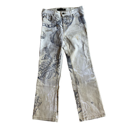 Roberto Cavalli Horoscope Glitter Print Denim Jeans