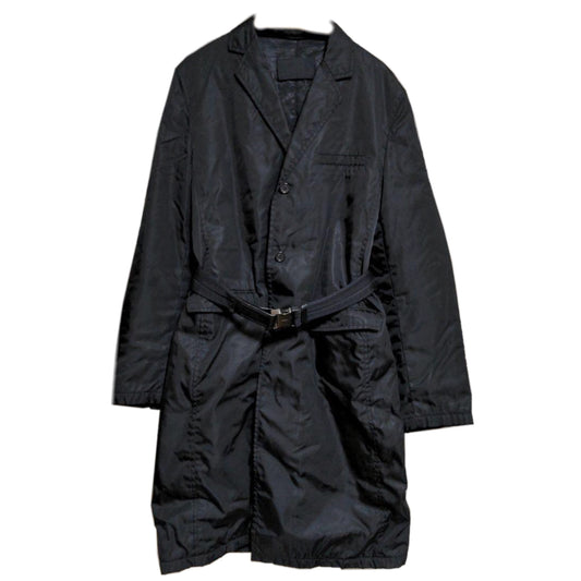 Prada Nylon Button Down Coat w Matching Belt