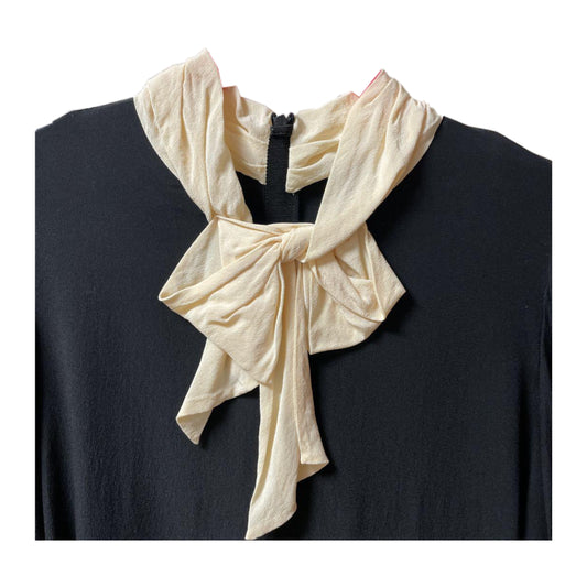 Moschino Silk Pussy Bow Mock Neck LS Blouse