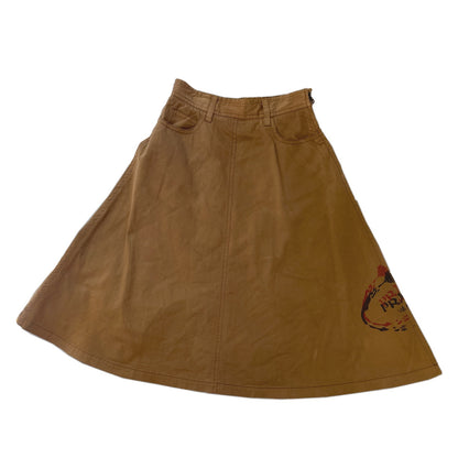 Prada Twill Paint Logo Circle Midi Skirt