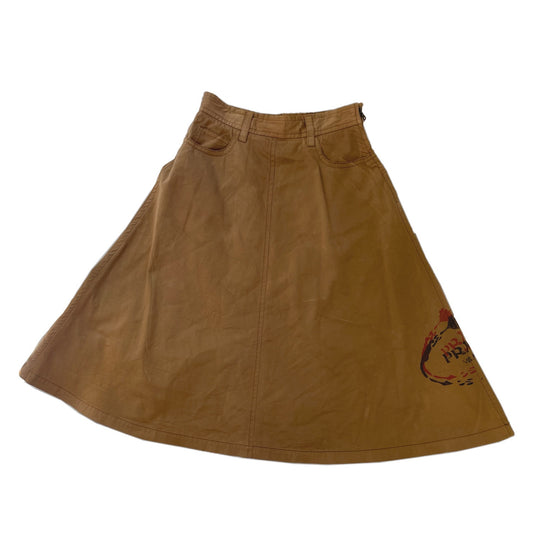 Prada Twill Paint Logo Circle Midi Skirt
