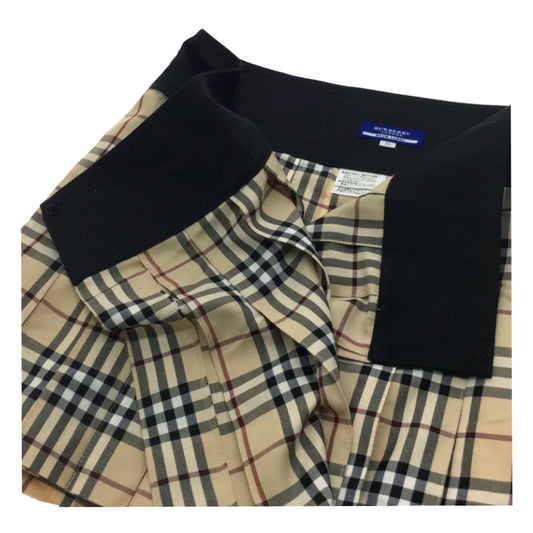 Burberry Blue Label Nova Check Pleated Mini Skirt W Buckle