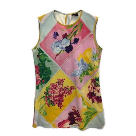 Jean Paul Gaultier Femme Floral Tile Print Sless Tank w Matching Scarf