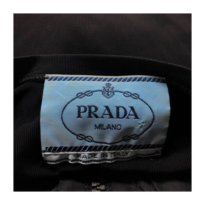 Prada Nylon SS Zip Logo Buckle Crop Top